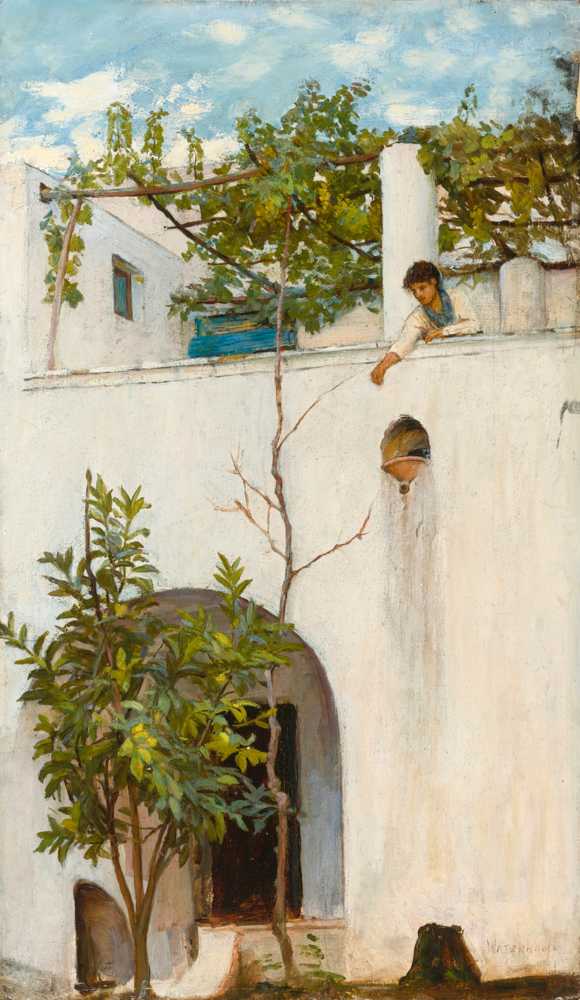 Lady On A Balcony, Capri - John William Waterhouse