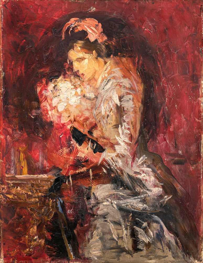 Lady with Bouquet, Sketch (1880) - Ernst Abraham Josephson