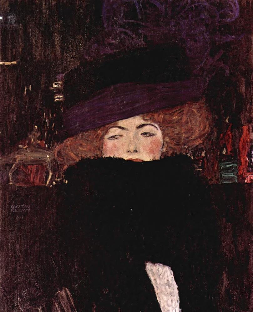 Lady with hat and feather - Klimt