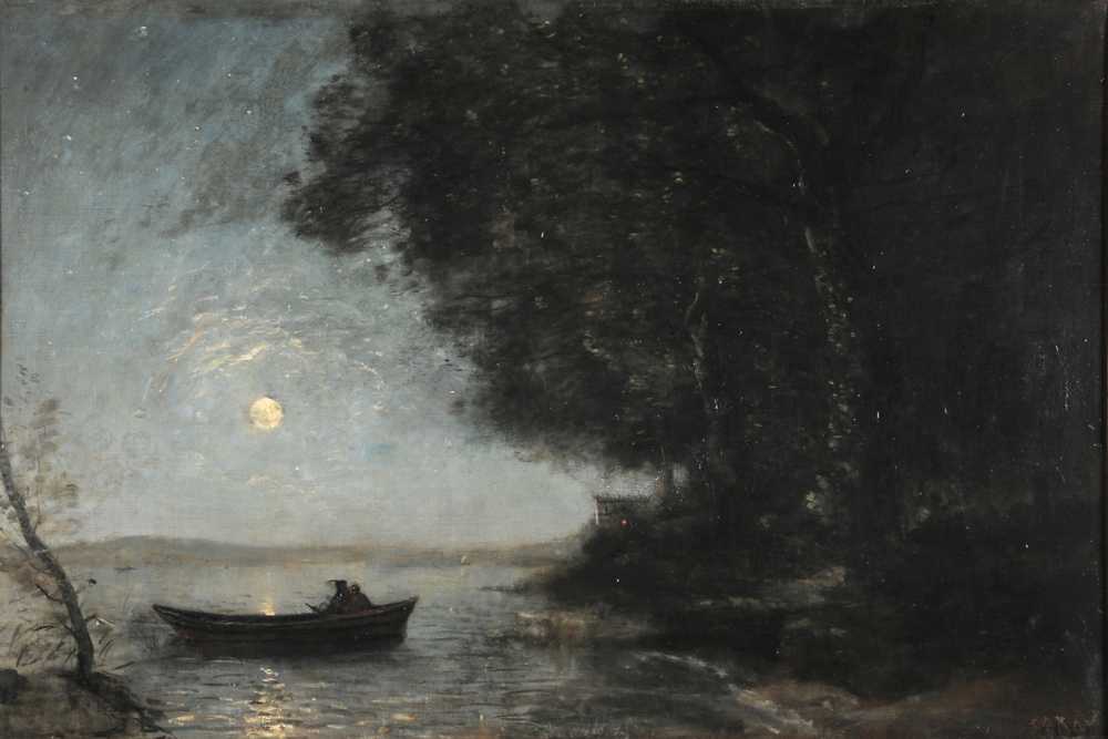 Lake, night effect (ca 1869) - Jean Baptiste Camille Corot