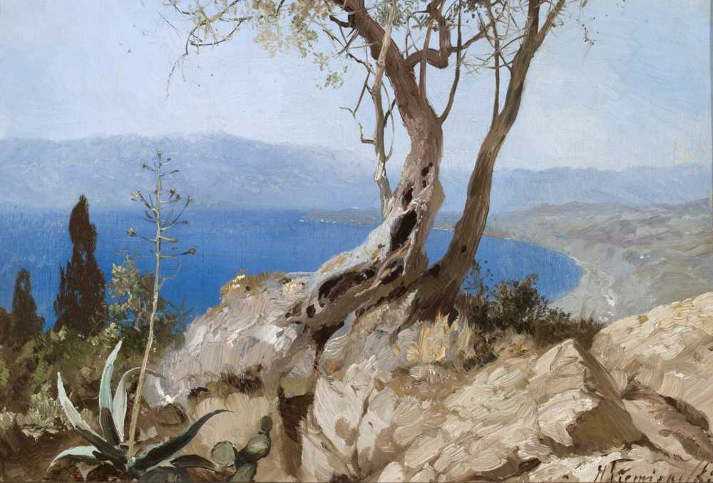 Lake view with rocky edge (Harbour view with rocky edge) (1880-... - Siemiradzki