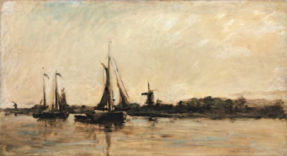Landscape With A Canal In Holland - Charles-Francois Daubigny