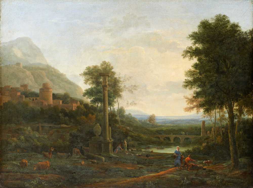 Landscape with a Column and Figures - Claude Lorrain