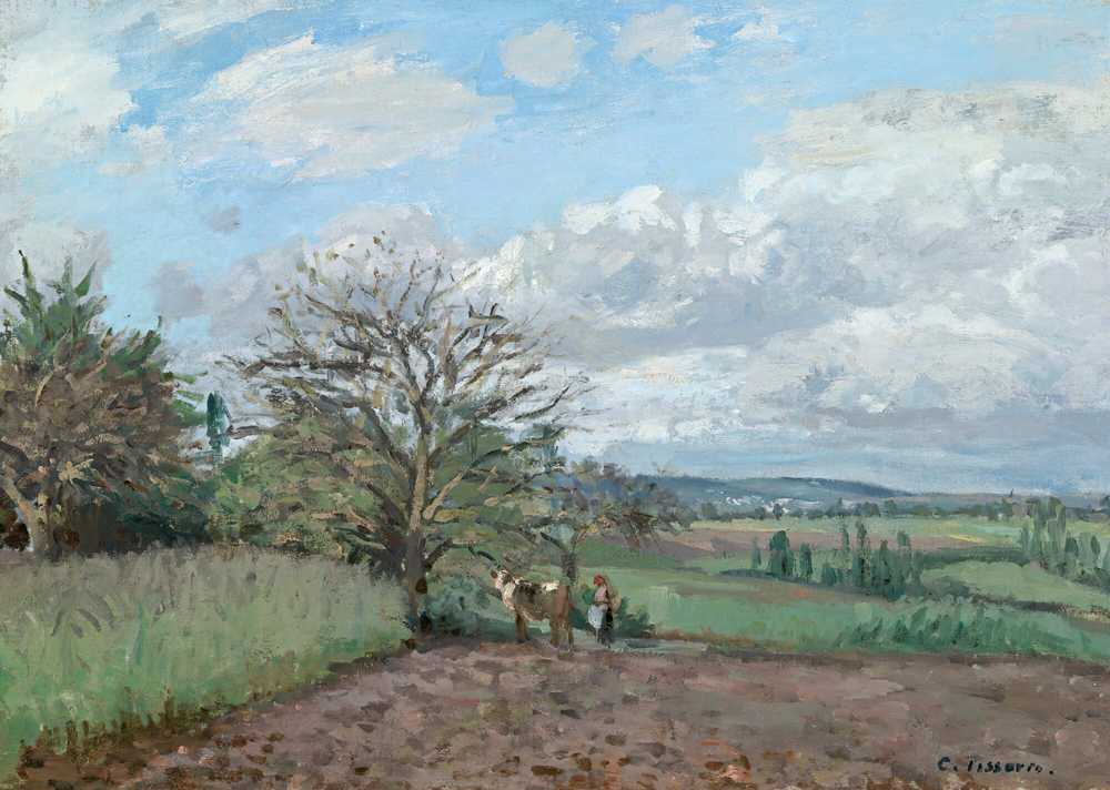 Landscape With A Cowgirl (circa 1872) - Camille Pissarro