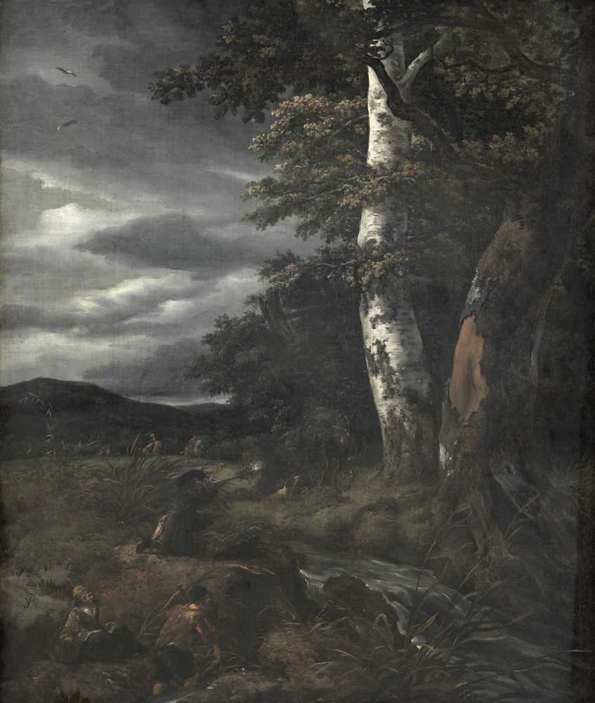 Landscape with a Hunting Scene (1643 – 1682) - Jacob Isaacksz van Ruisdael