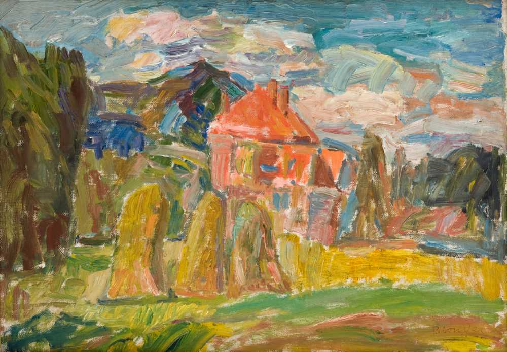 Landscape with a Red House (1937) - Aleksander Sasza Blonder