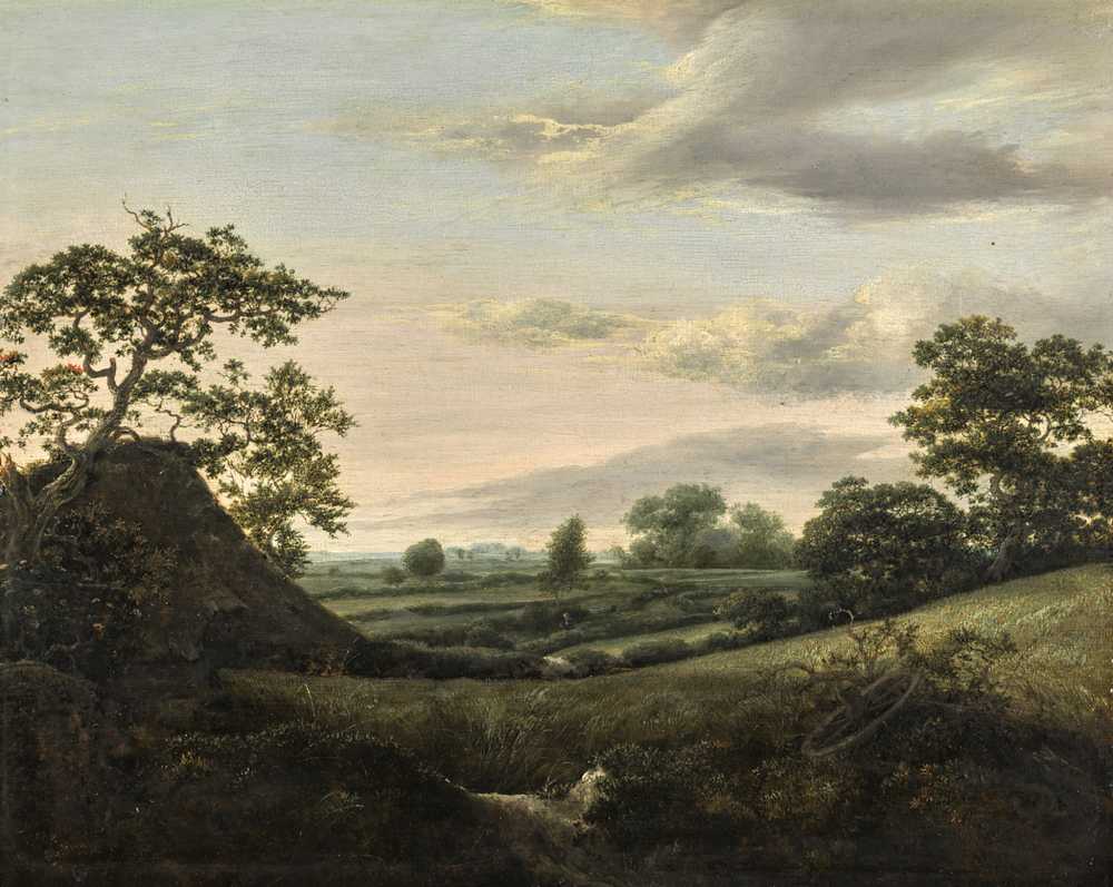Landscape with cornfields and a thatched barn - Jacob Isaacksz van Ruisdael