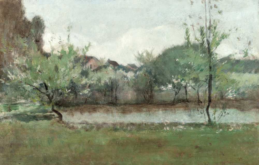 Landscape with Cottages (circa 1883) - John Henry Twachtman