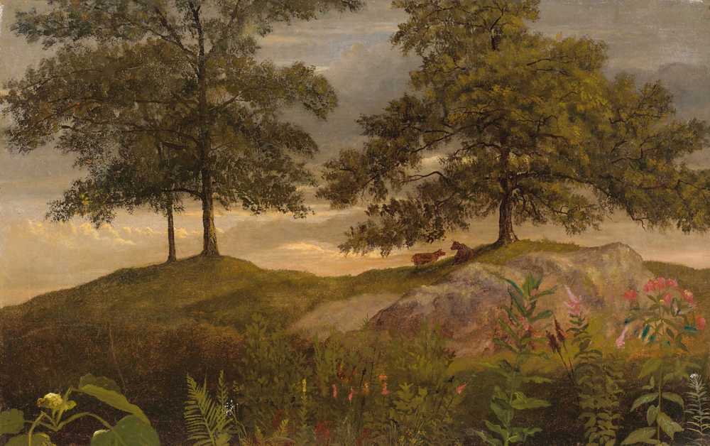 Landscape With Cows - Albert Bierstadt