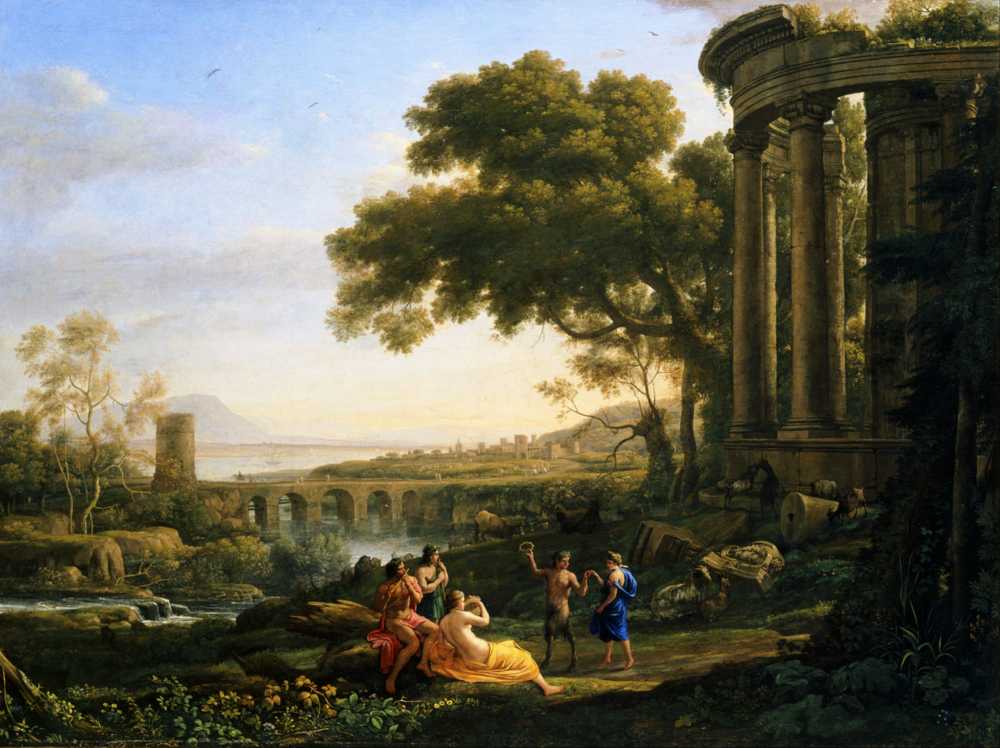 Landscape with Nymph and Satyr Dancing - Claude Lorrain