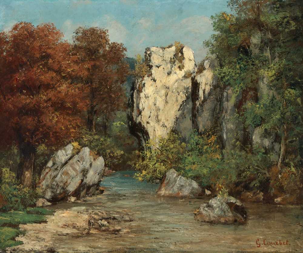 Landscape With Stream And Rock - Gustave Courbet