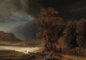 Landscape with the Parable of the Good Samaritan (1638) - Rembrandt van Rijn