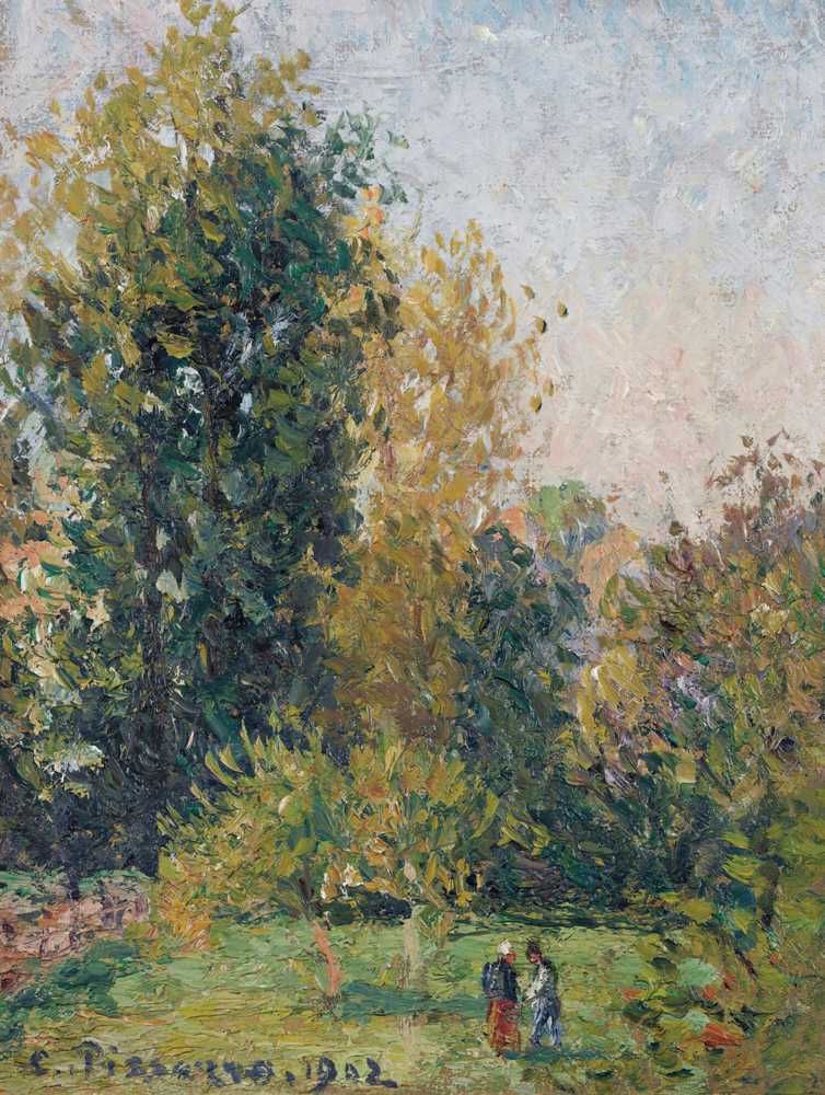 Landscape With Two Figures, Éragny, Autumn (1902) - Camille Pissarro