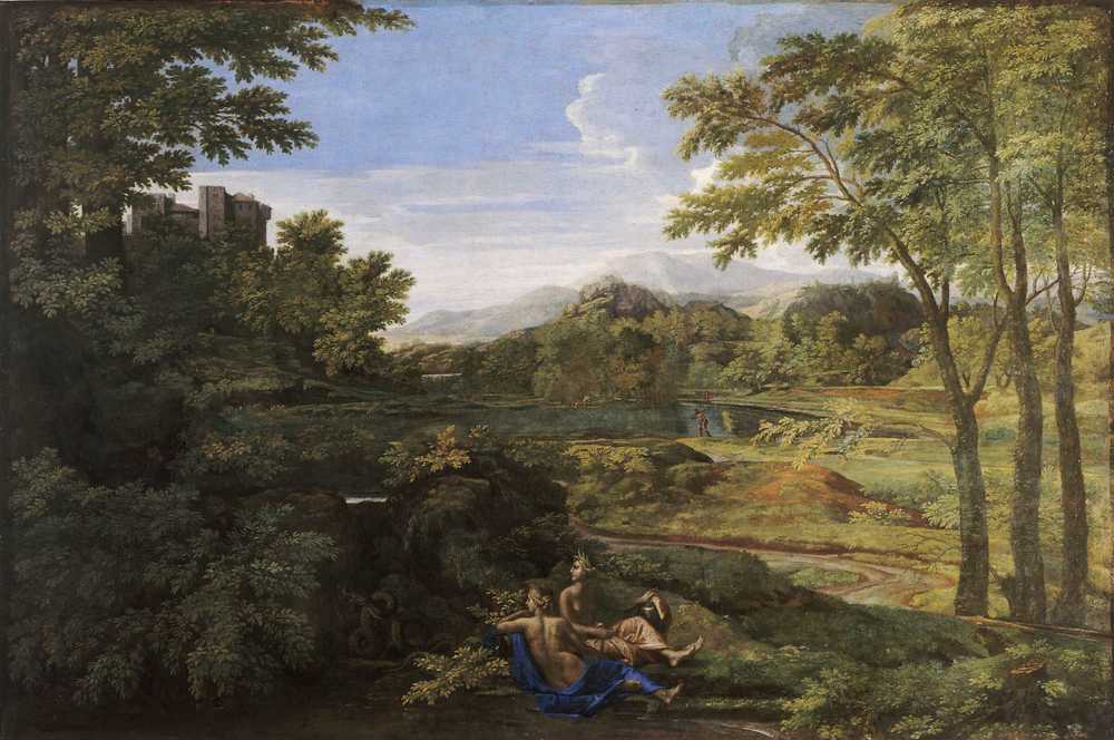 Landscape with two nymphs and a serpent - Nicolas Poussin