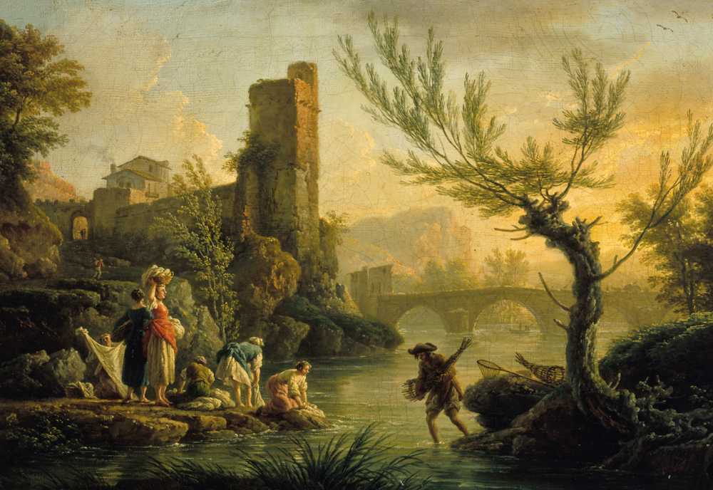 Landscape with Washerwomen (1763) - Claude Joseph Vernet