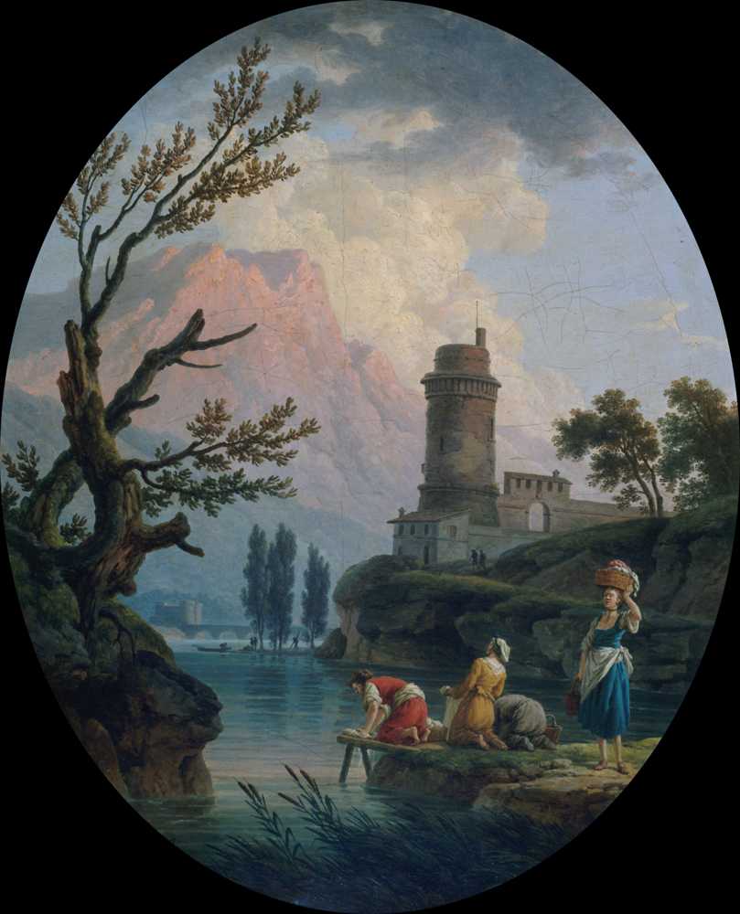 Landscape with Washerwomen (1789) - Claude Joseph Vernet