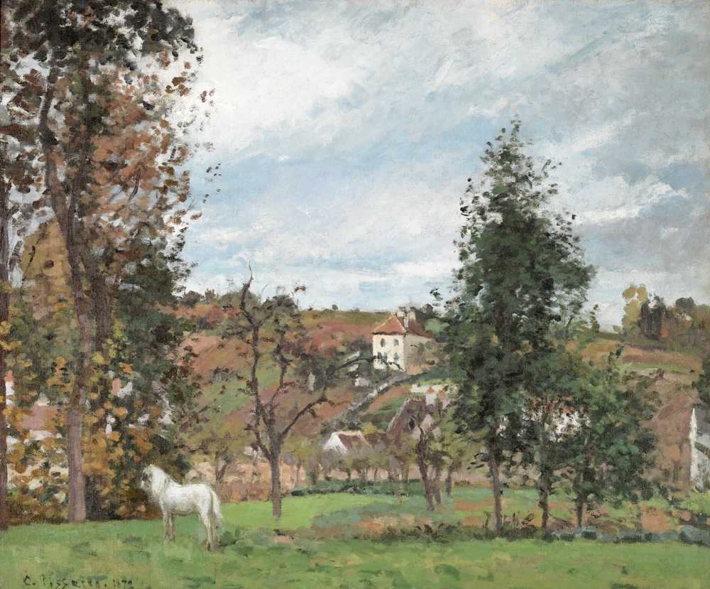 Landscape With White Horse In A Meadow, The Hermitage, Pontoise (1... - Pissarro