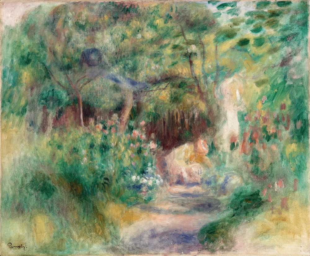 Landscape with Woman Gardening (c. 1896) - Auguste Renoir