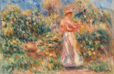 Landscape with Woman in Pink and White (1916) - Auguste Renoir