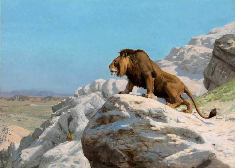 Lion on the Watch (c. 1885) - Jean-Leon Gerome