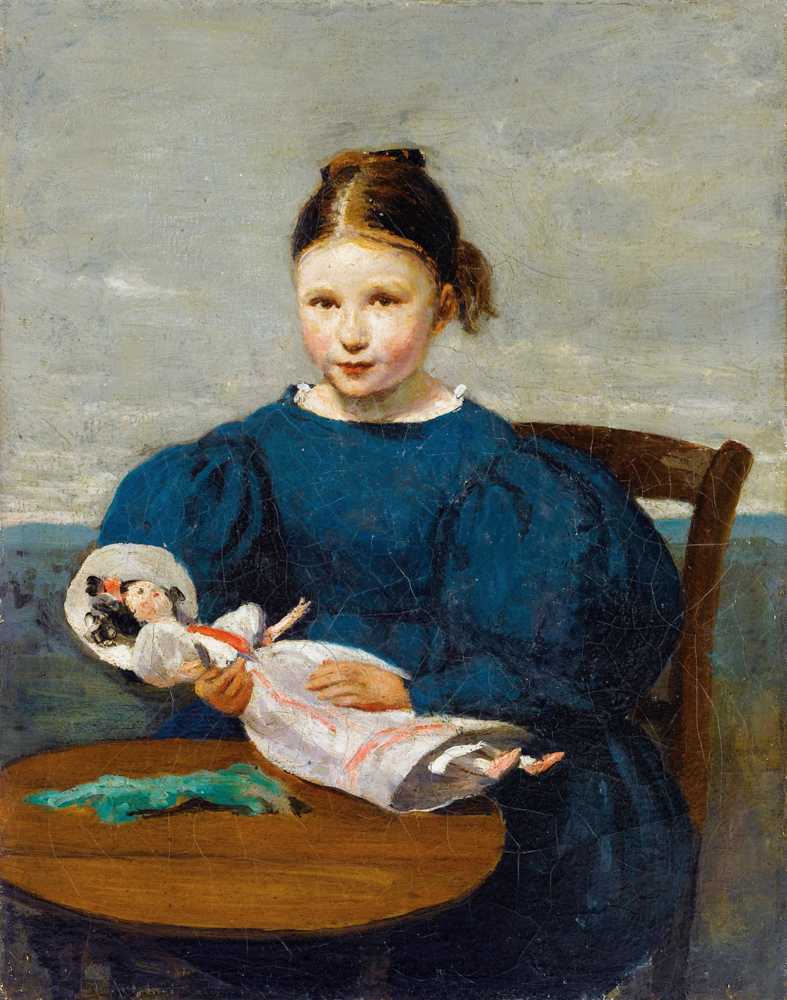 Little Girl with A Doll - Jean Baptiste Camille Corot