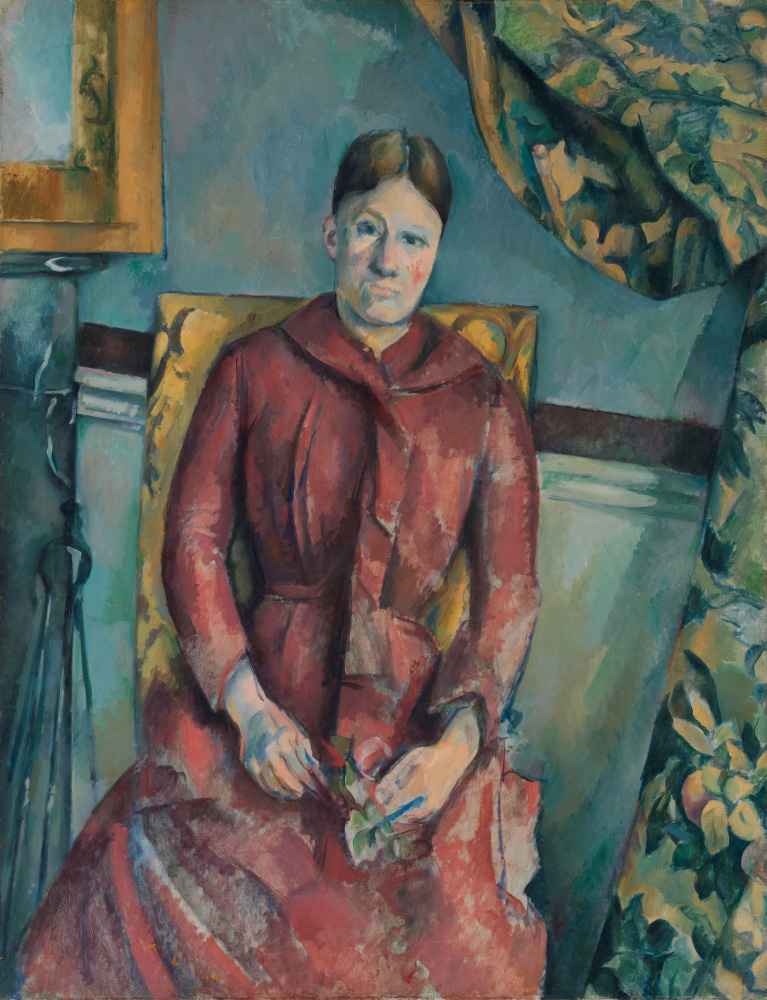 Madame Cezanne (Hortense Fiquet, 1850–1922) in a Red Dress - Paul Ceza