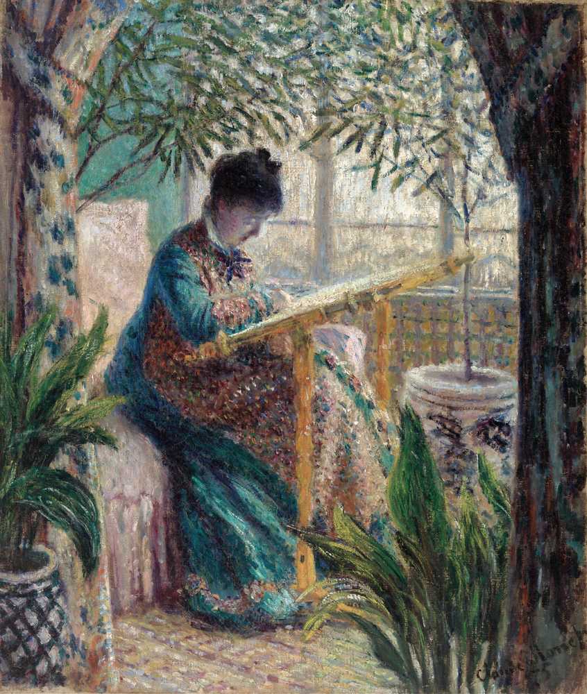 Madame Monet Embroidering (Camille au metier) (1875) - Claude Monet