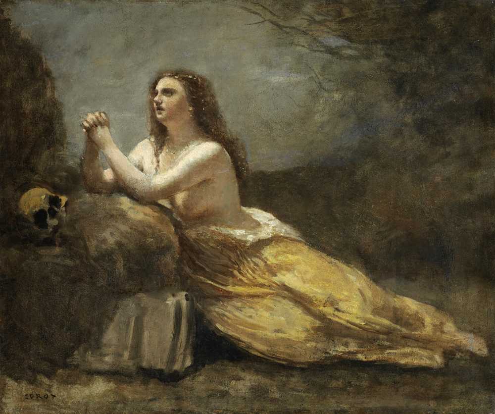 Magdalene In Prayer - Jean Baptiste Camille Corot