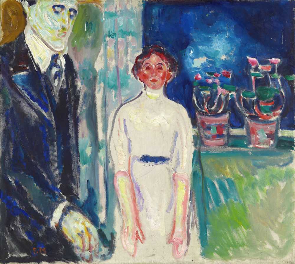 Man and Woman by the Window with Potted Plants (1911) - Edward Munch