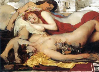 Manaden depleted after the dance, detail - Alma-Tadema