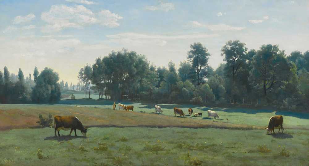 Marcoussis – Cows On Pasture - Jean Baptiste Camille Corot