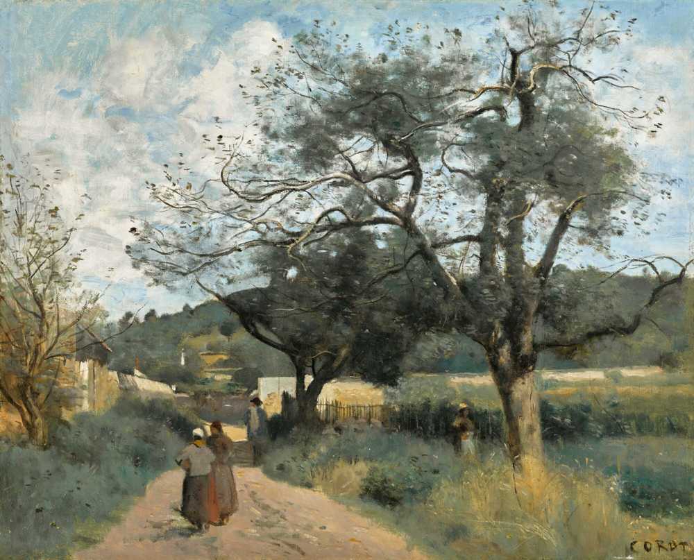 Marcoussis, Road Through The Fields - Jean Baptiste Camille Corot