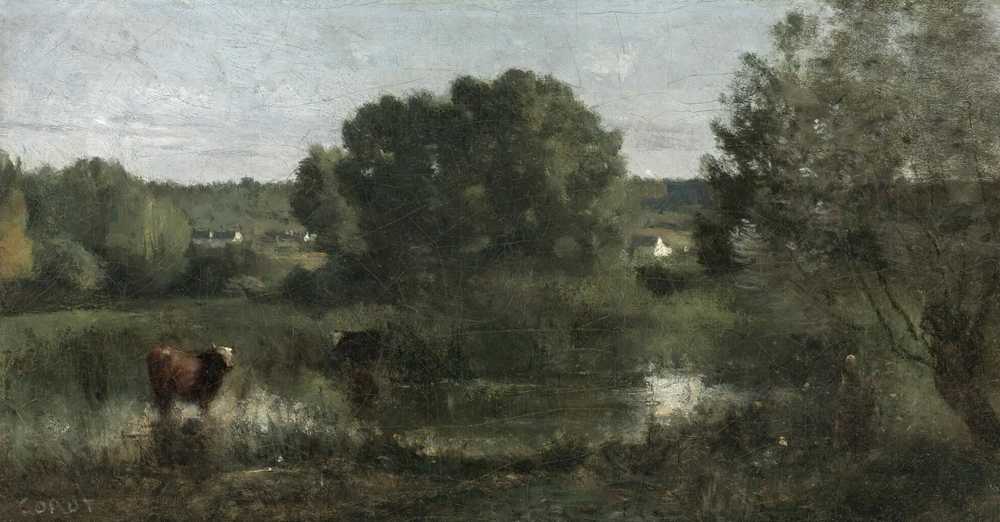Marcoussis, The Cow Pond - Jean Baptiste Camille Corot
