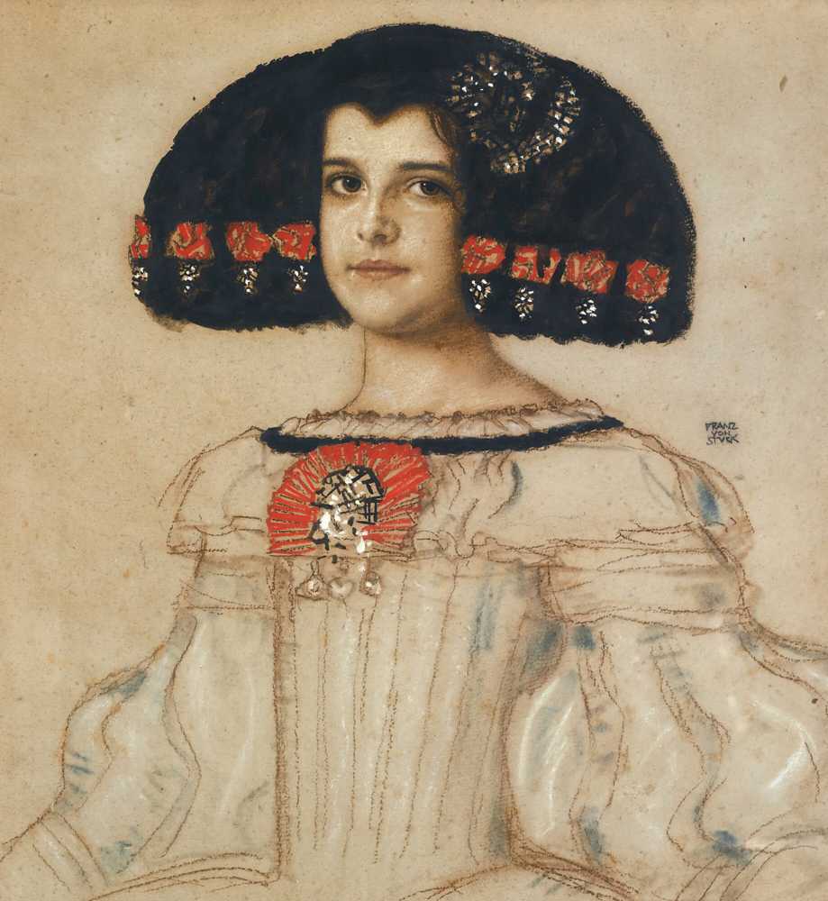Mary, the artist’s daughter, in velasquez dress - Franz von Stuck