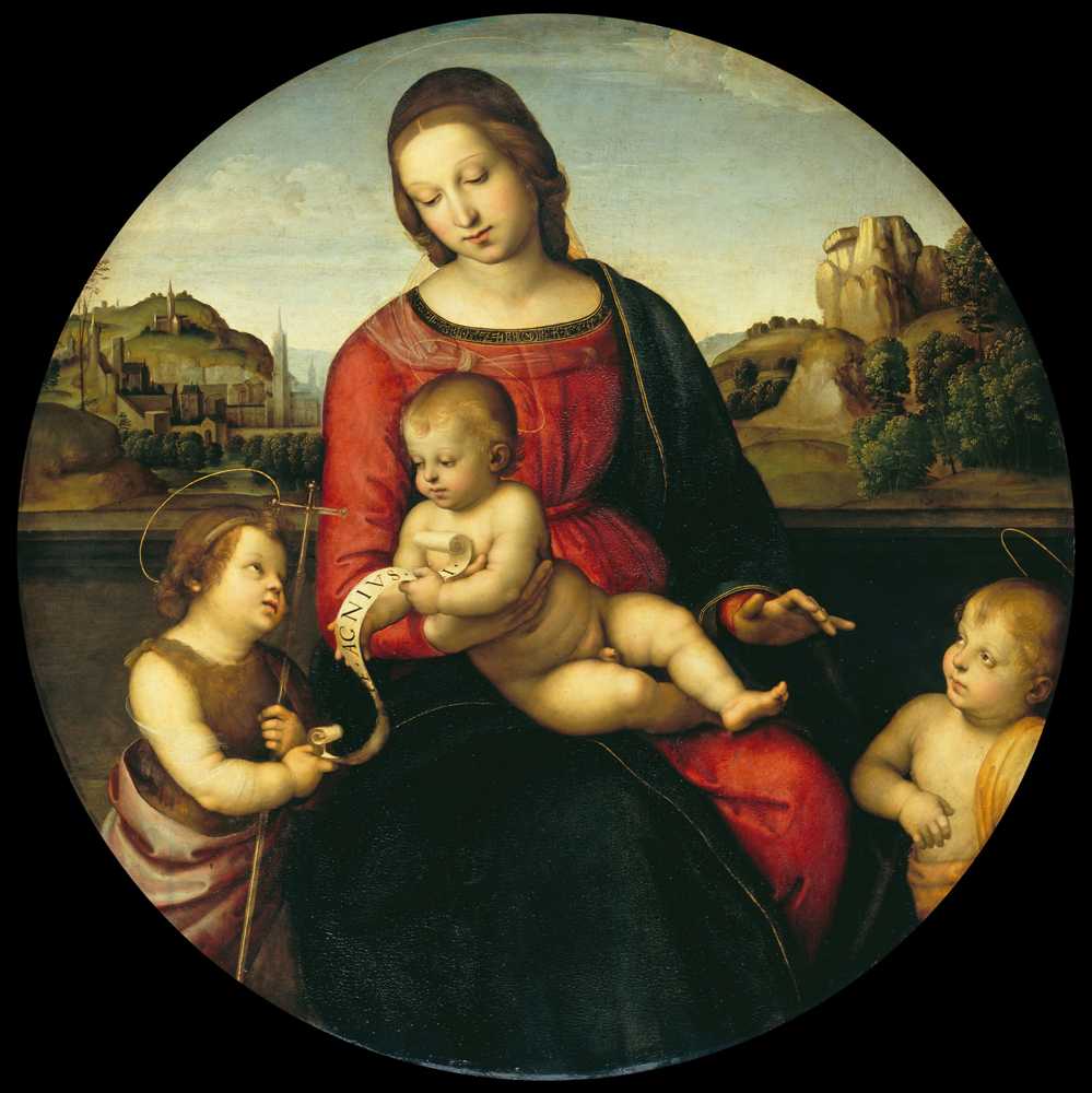 Mary with the Child, John the Baptist and a Holy Boy (Mado... - Raffaello-Sanzio