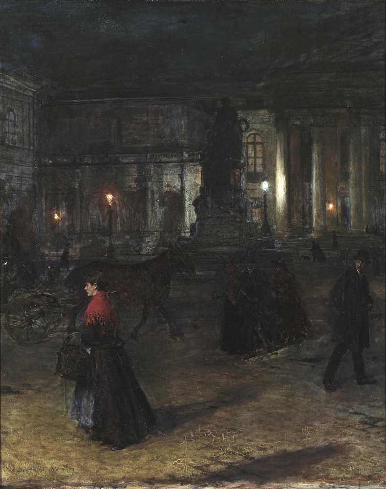 Max-Josefplatz in Munich at night (1890) - Aleksander Gierymski