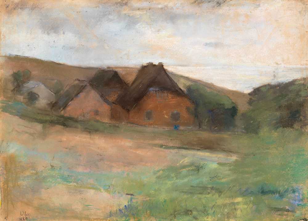 Meadow Landscape with Farmhouses (Coast Village) (1889) - Lesser Ury