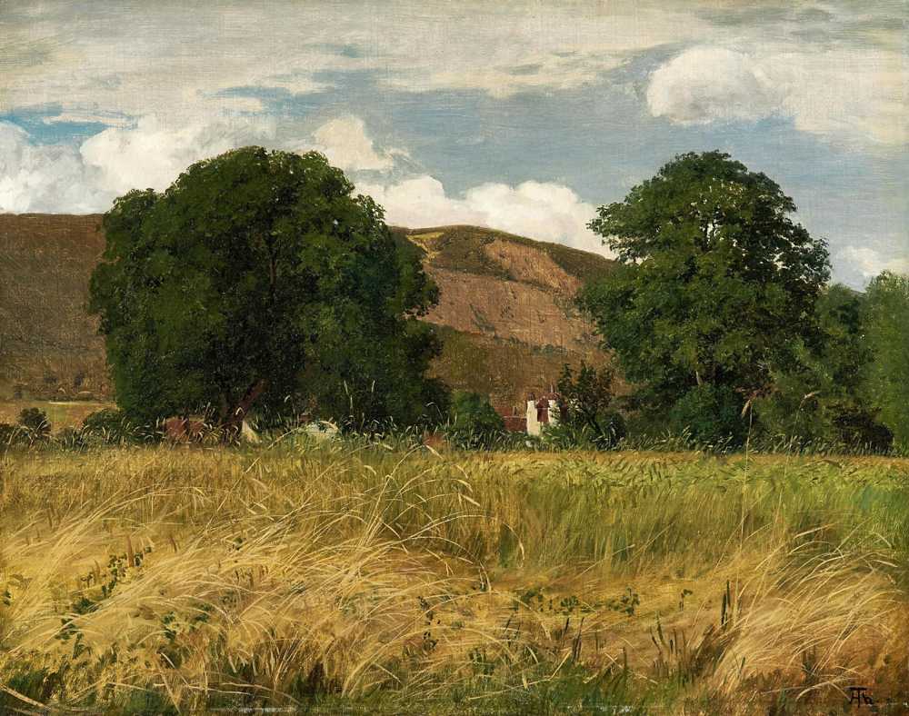Meadow with two big trees - Hans Thoma