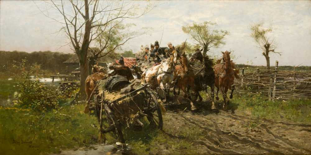 Meeting on a Bridge (1884) - Józef Brandt