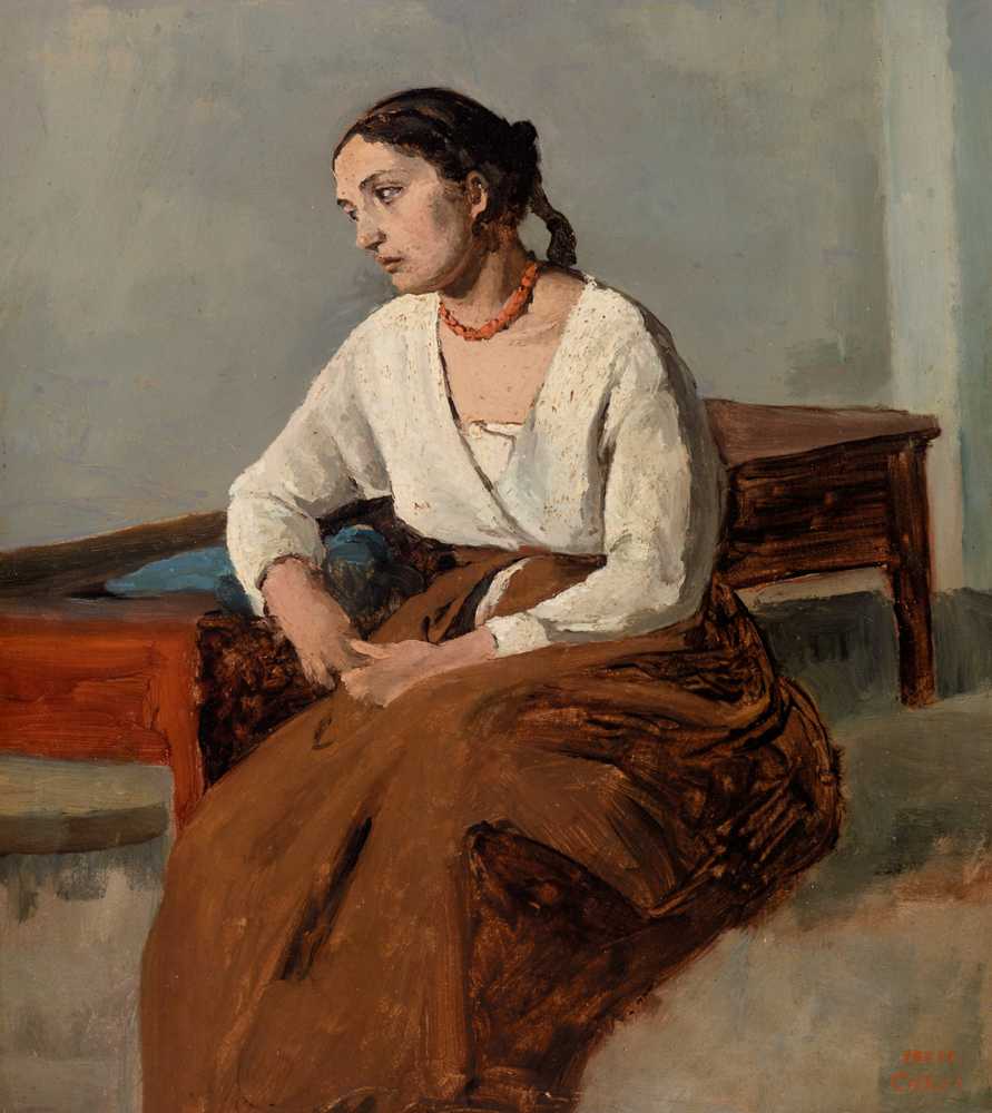 Melancholy Italian Woman (1826–1827) - Jean Baptiste Camille Corot