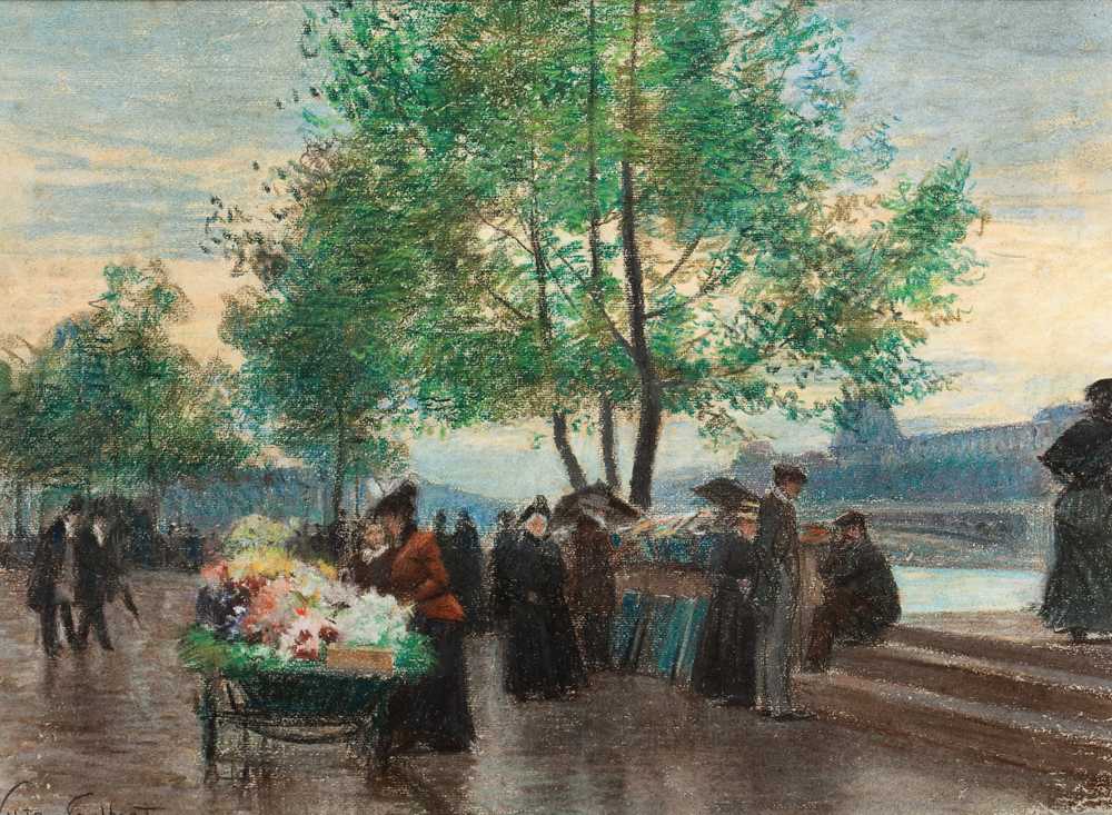 Merchants on the banks of the Seine, Paris - Victor Gabriel Gilbert