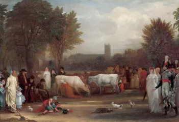 Milkmaids in St. James’s Park, Westminster Abbey Beyond - Benjamin West