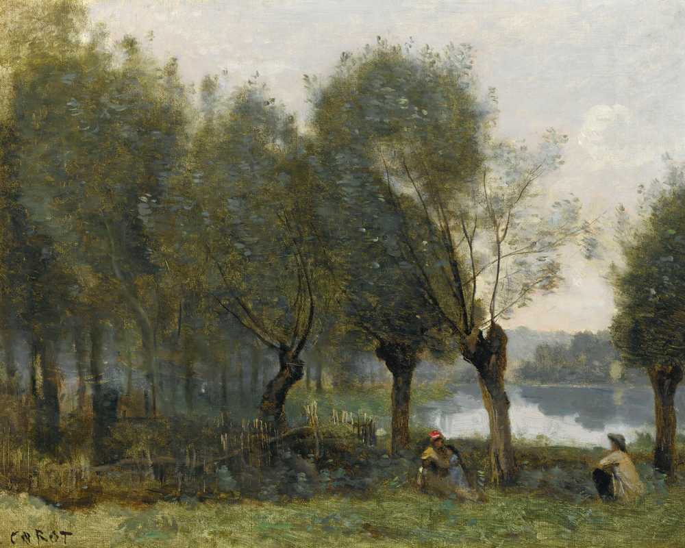 Montgeron-Saulaie At The Water's Edge - Jean Baptiste Camille Corot