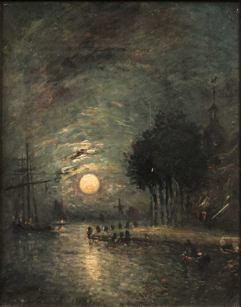 Moonlight, View of Dordrecht (1881) - Johan Barthold Jongkind