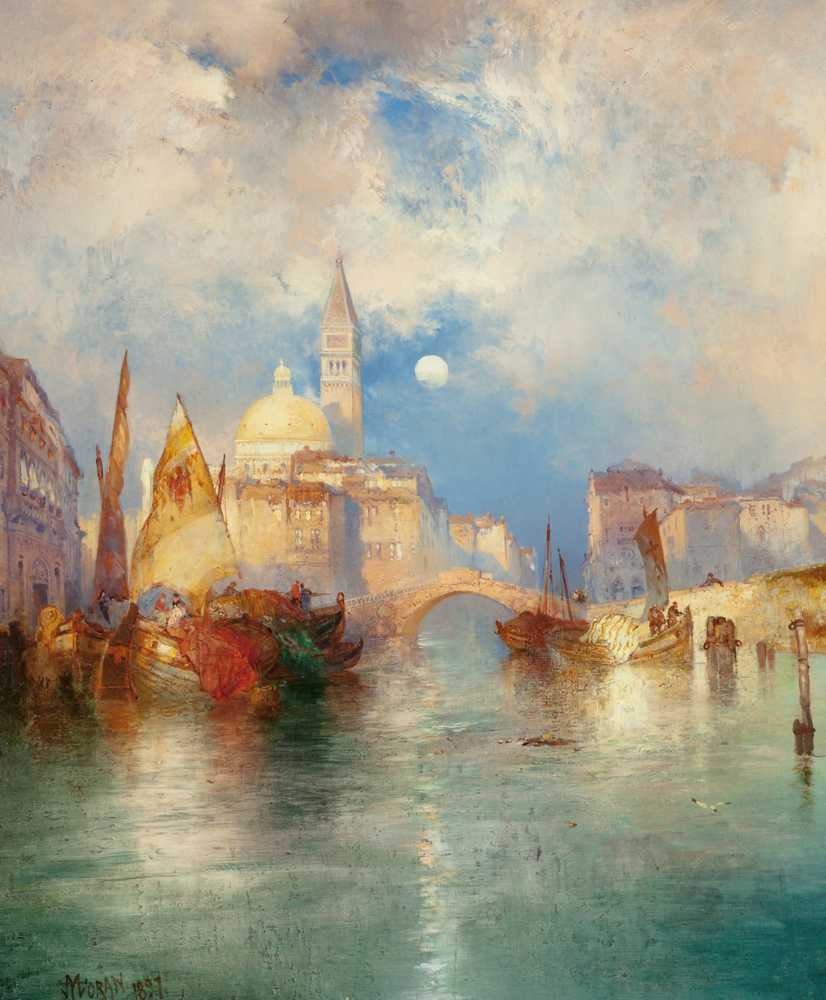 Moonrise, Chioggia, Venice (1897) - Thomas Moran
