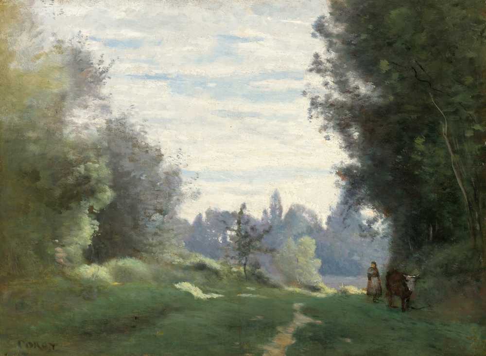 Morning Rays (The Cow Going To The Fields) - Jean Baptiste Camille Corot