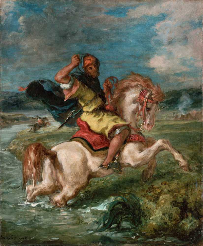 Moroccan Horseman Crossing a Ford (1850) - Ferdinand Victor Eugene Delacroix