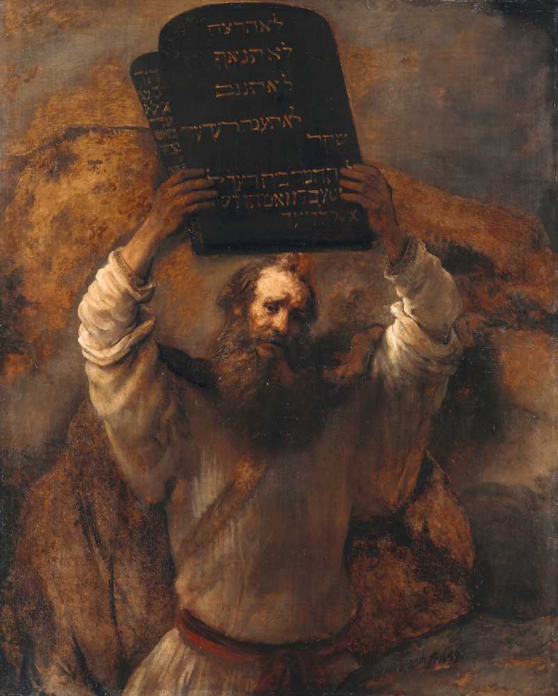 Moses with the commandments by Rembrandt - Rembrandt van Rijn