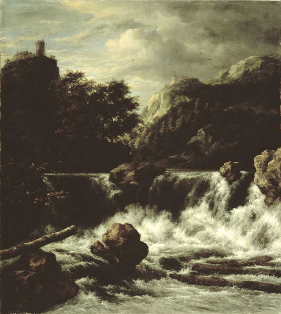 Mountainous Landscape with Waterfall (1650 - 1682) - Ruisdael
