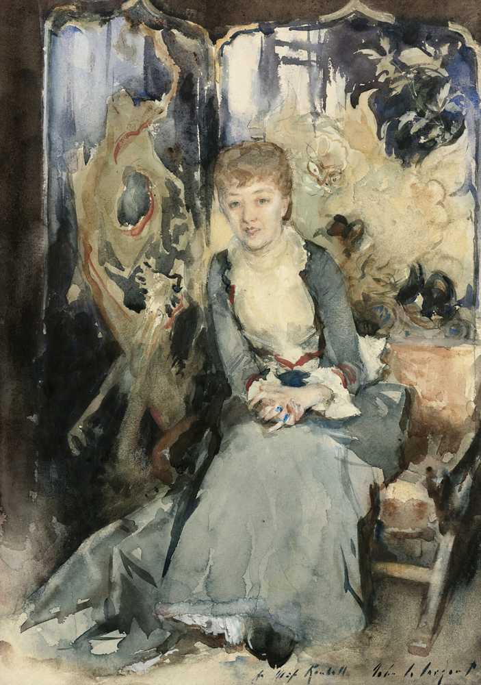 Mrs Reubell Seated In Front Of A Screen (circa 1884) - John Singer-Sargent